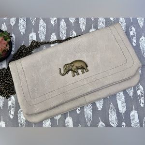Elephant Charm Gold Chain Wallet Crossbody Purse